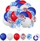 62-Piece Red, White & Blue Balloon Arch Kit – 12-Inch Balloons with Navy Blue & Red Confetti and Ribbons for Birthday, Wedding, Baby Shower & Graduation Decorations